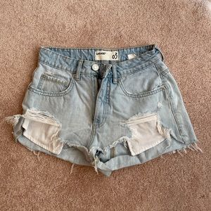 Light wash denim shorts